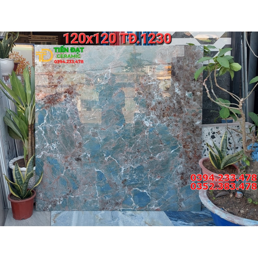 Gạch Bóng Kiếng 120x120 Đá Vân Xanh Marble 