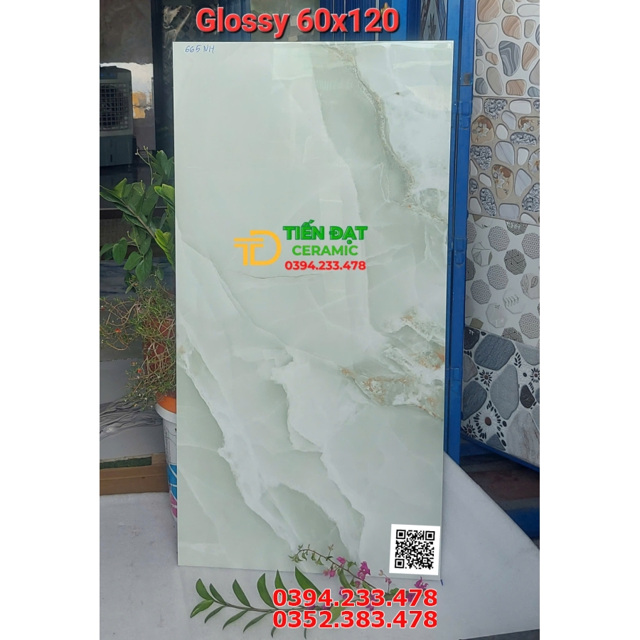 Gạch Bóng Kiếng 60x120 Khổ Lớn Lát Biệt Thự Xanh Ngọc