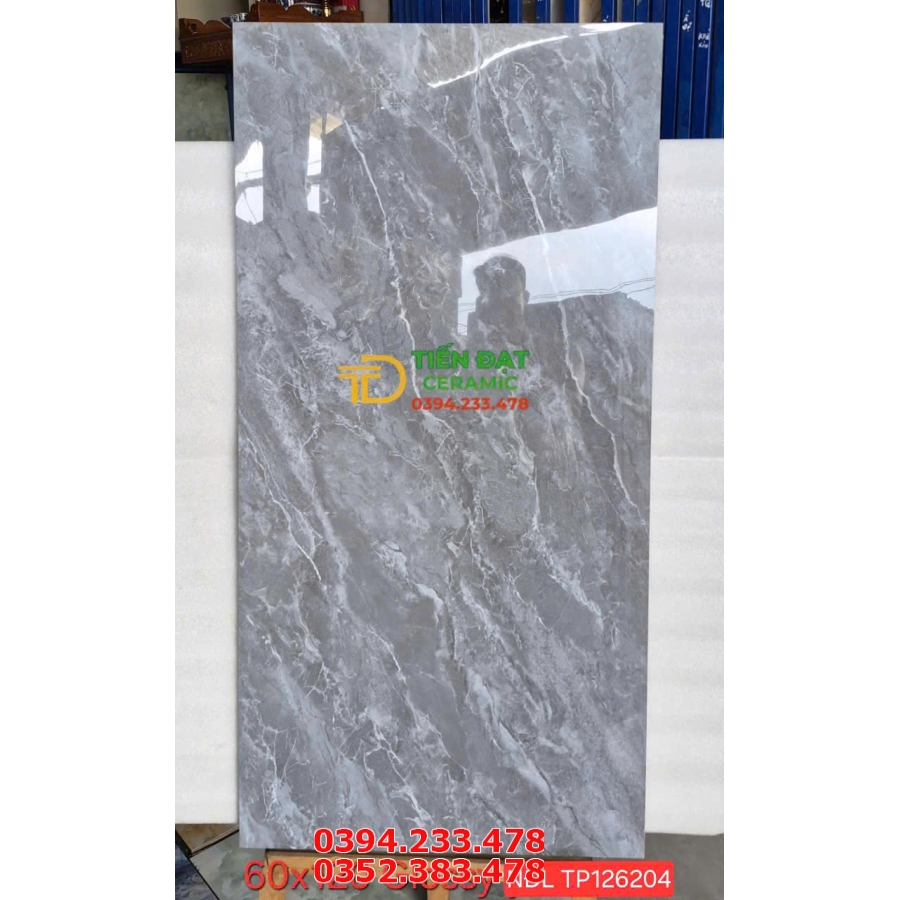 Gạch Bóng Kiếng 60x120 Ốp Lát Vân Xám Giả Đá Mới Rẻ