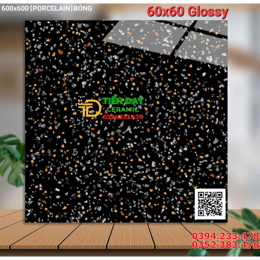 Gạch Bóng Kiếng 60x60 Đen Đỏ Trắng Hoa Cương Mới Nhất