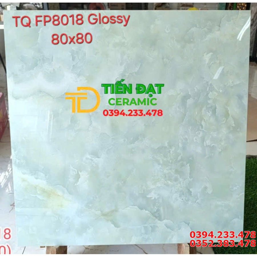 Gạch Bóng Kiếng 80x80 Lát Nền Xanh Vàng Nhạt TQ