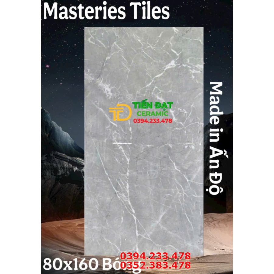 Gạch Bóng Kiếng Cao Cấp 80x160 Lát Phòng Khách Vân Xám Trắng