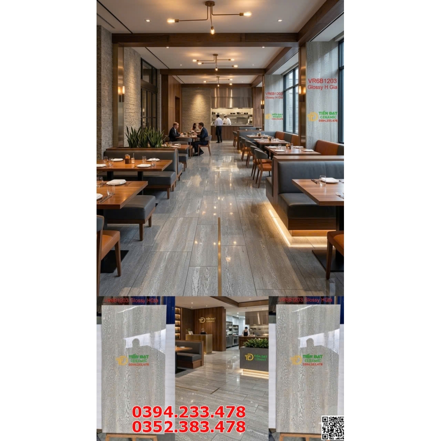 Gạch Hoàng Gia Giả Gỗ 60x120 Lát Nền Nhà Hàng