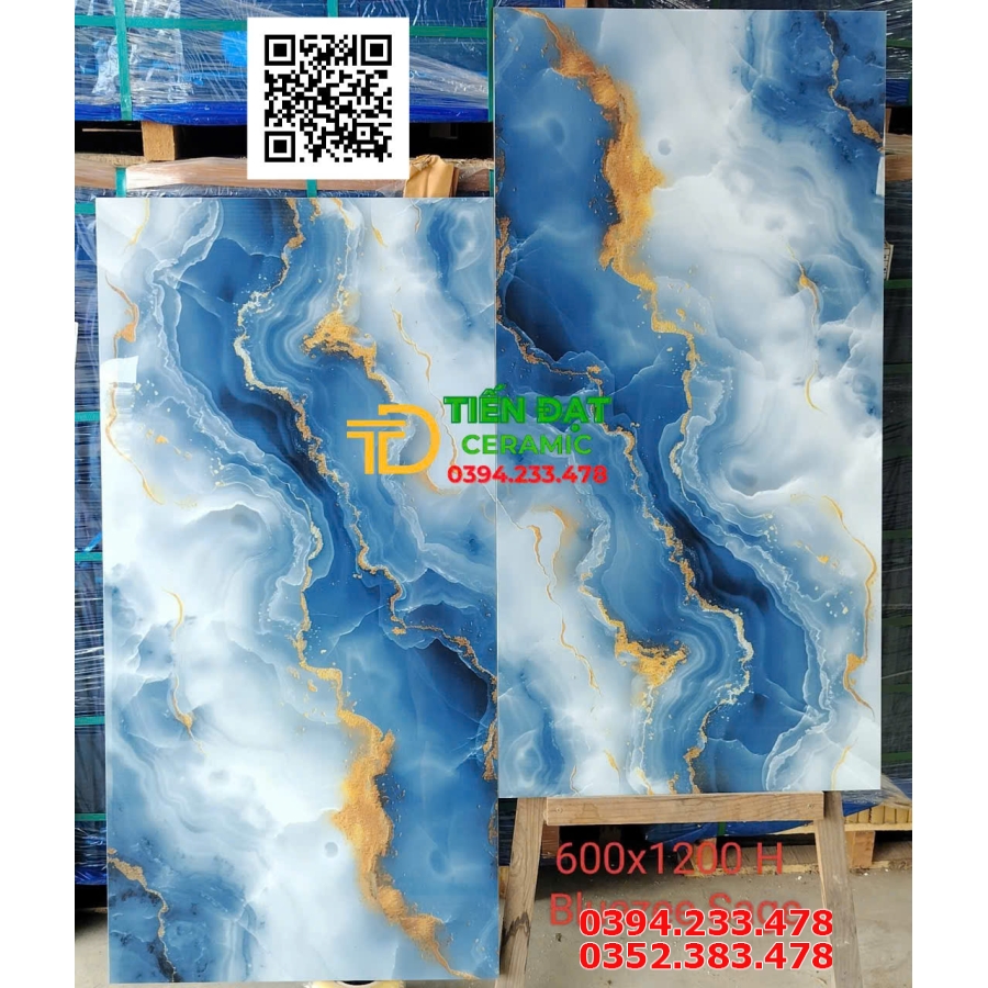 Gạch Bóng Kiếng Kim Cương 60x120 Trắng Vàng Xanh Ngọc 