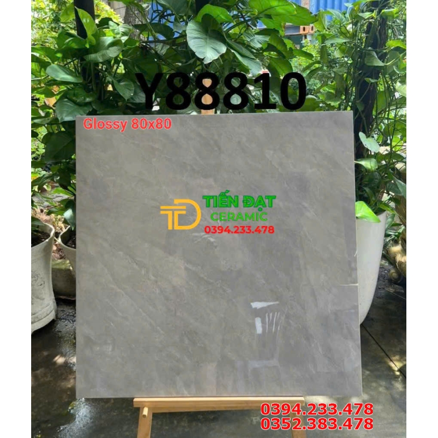 Gạch Bóng Kiếng Kim Cương TQ 80x80 Vân Xám Đậm 