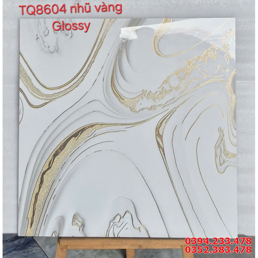 Gạch Bóng Kiếng Nhũ Vàng 80x80 Ốp Lát Biệt Thự Khắc Kim