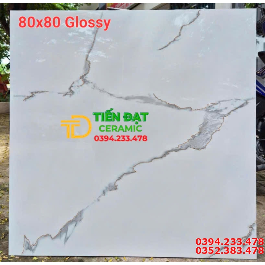 Gạch Bóng Kiếng TH 80x80 Trắng Vân Xám Mẫu Mới