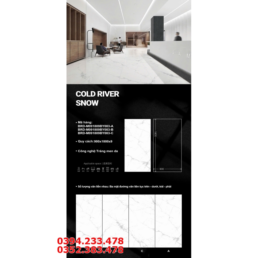 Gạch Bóng Kiếng TQ 90x180 Ốp Biệt Thự Trắng Vân Vi Tinh