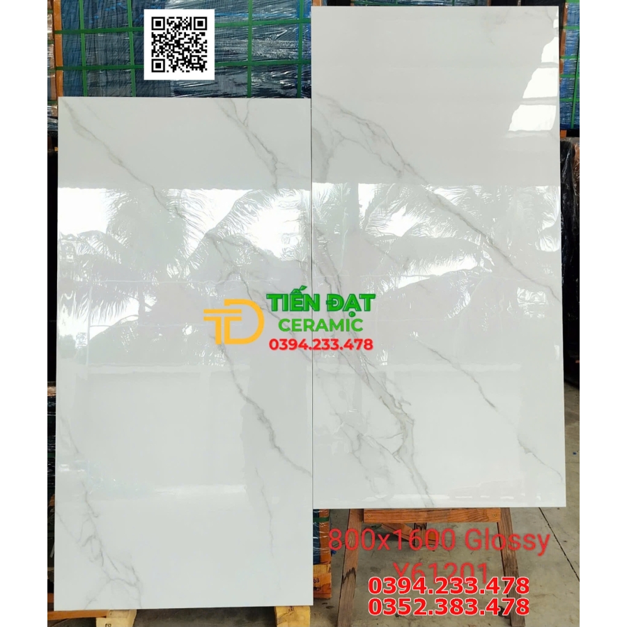 Gạch Bóng Kiếng Vi Tinh 80x160 Trắng Vân Mây Giá Rẻ