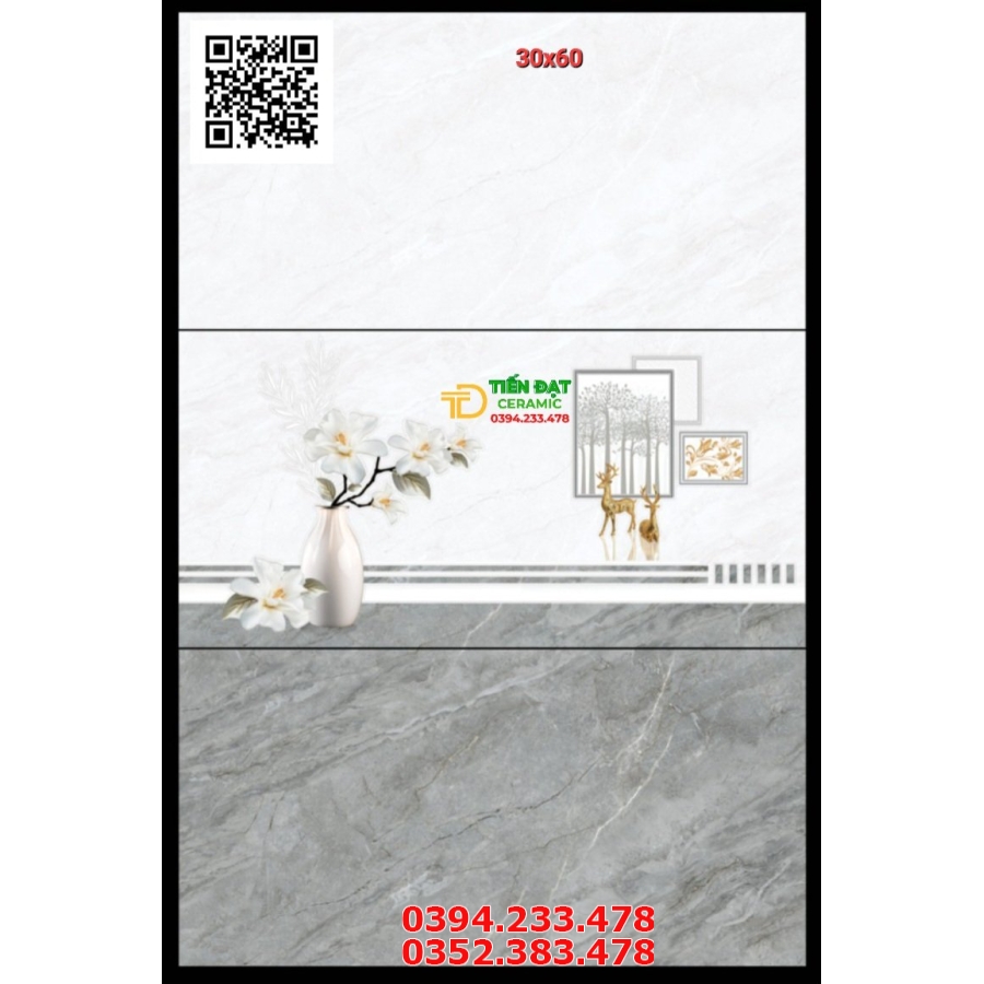 Gạch Bóng Kính 30x60 Vân Xám Đá Bộ Đậm Nhạt