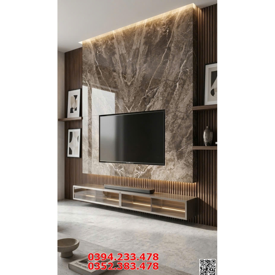 Đá Granite 40x80 Vân Nâu Ốp Tường Ánh Kim Cao Cấp