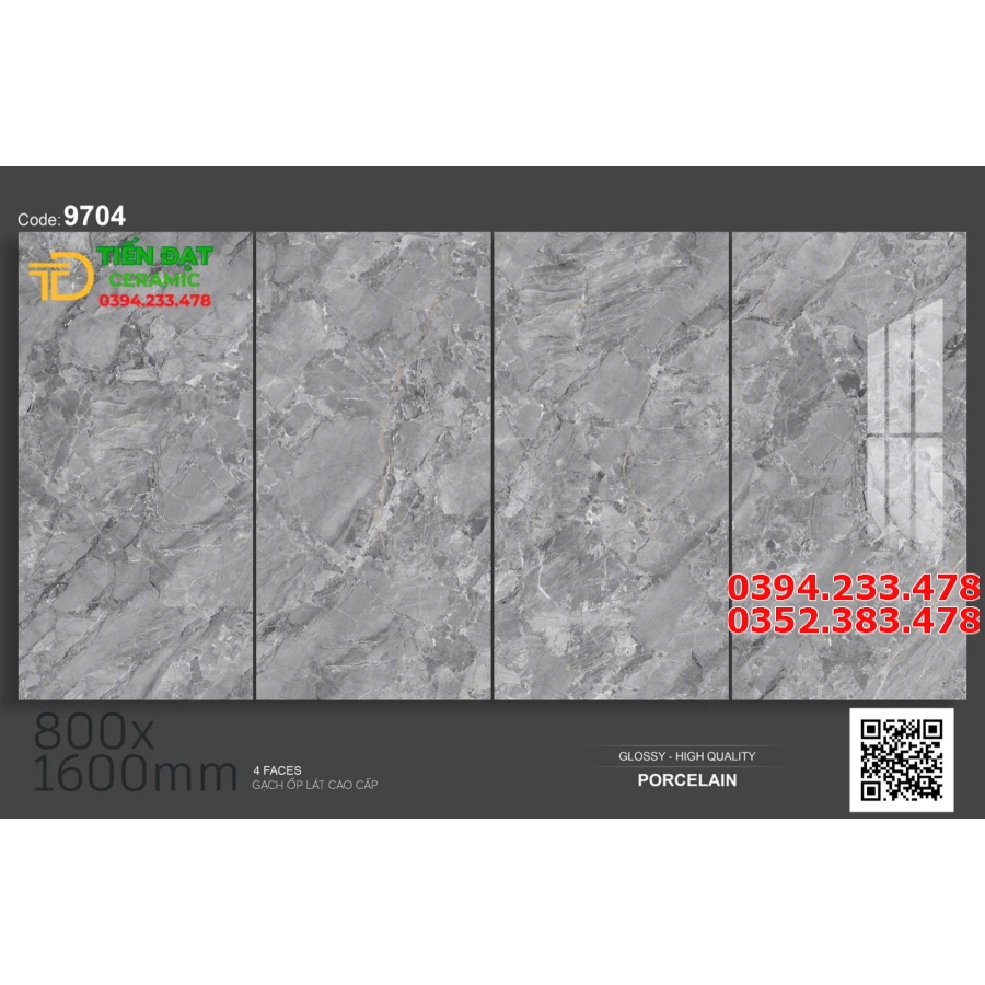 Gạch Bóng Kính TASA 80x160 Vân Xám Đá Marble