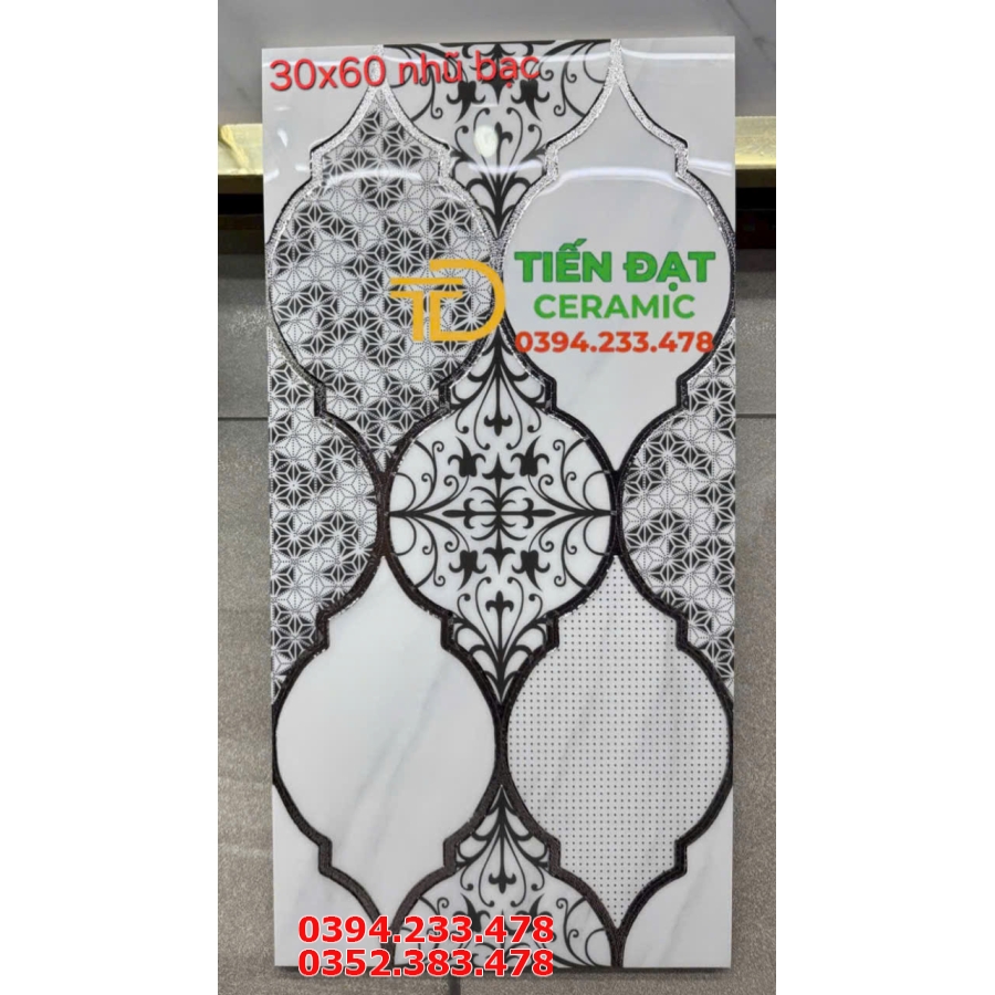 Gạch Bóng Kính TQ 30x60 Nhũ Bạc Trang Trí Phòng Khách