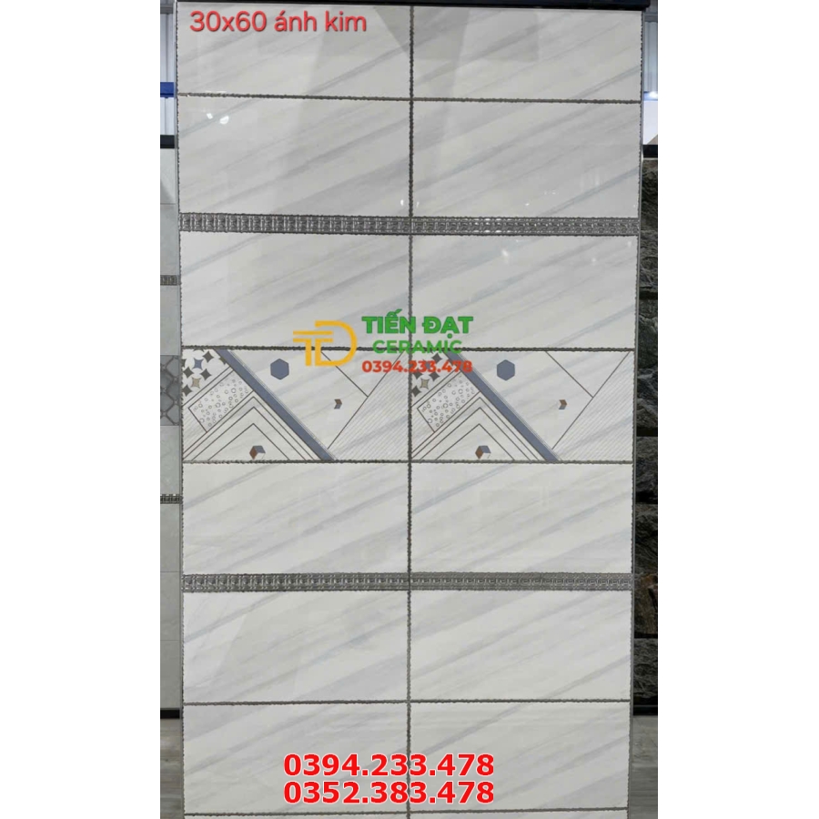Gạch Bóng Kính TQ 30x60 Trang Trí Khắc Kim Mới Đẹp