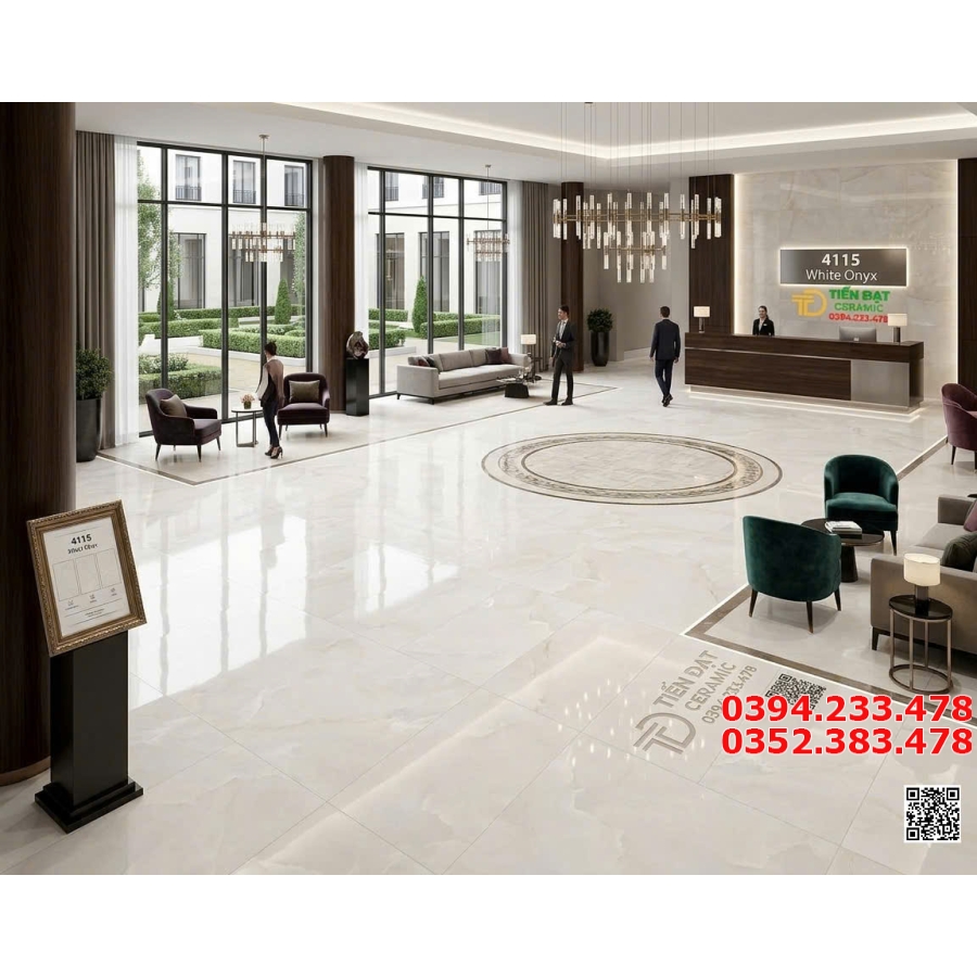 Gạch Cao Cấp 120x180 Khổ Lớn Lát Nền Khách Sạn Quầy Tiếp Tân