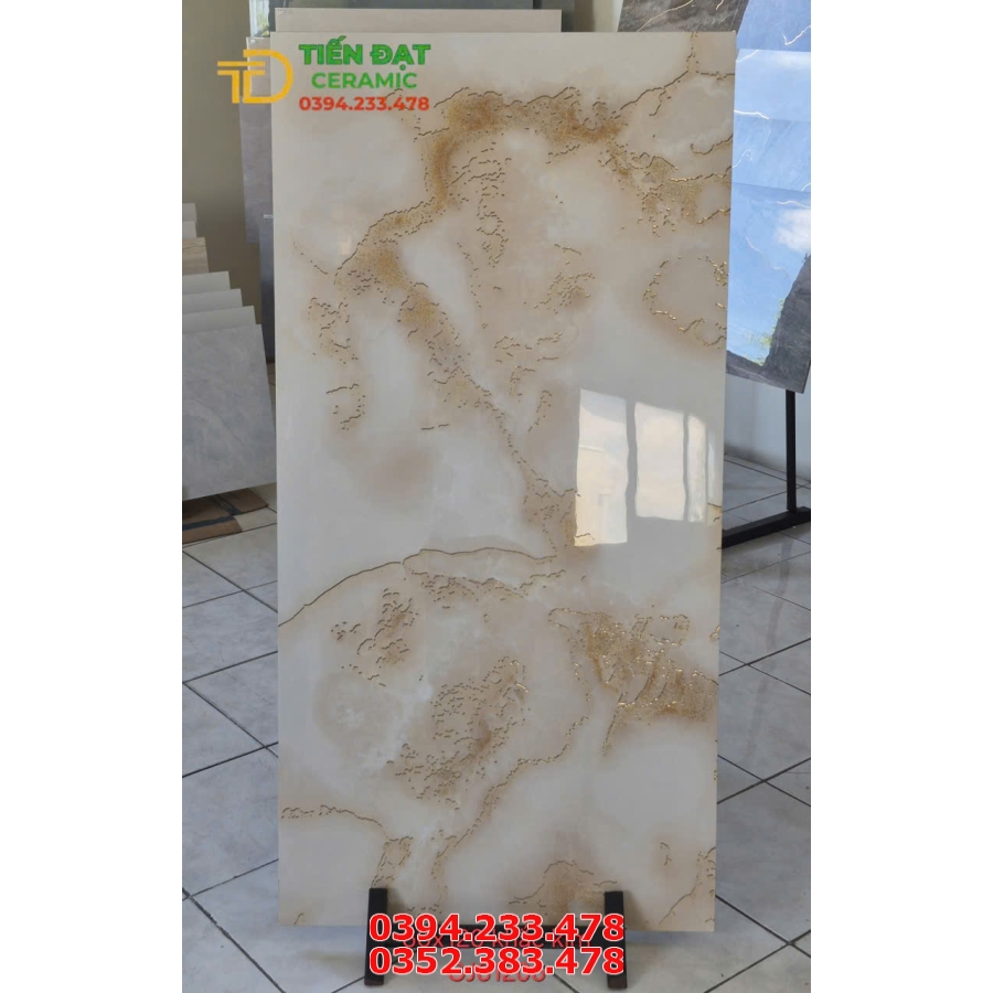 Gạch Cao Cấp TQ 60x120 Vân Vàng Ánh Kim Lát Nền Biệt Thự