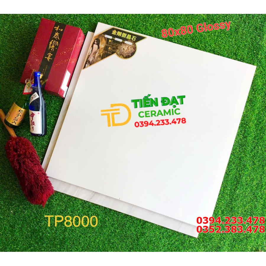 Gạch Cao Cấp TQ 80x80 Lát Nền Trắng Trơn Kim Cương