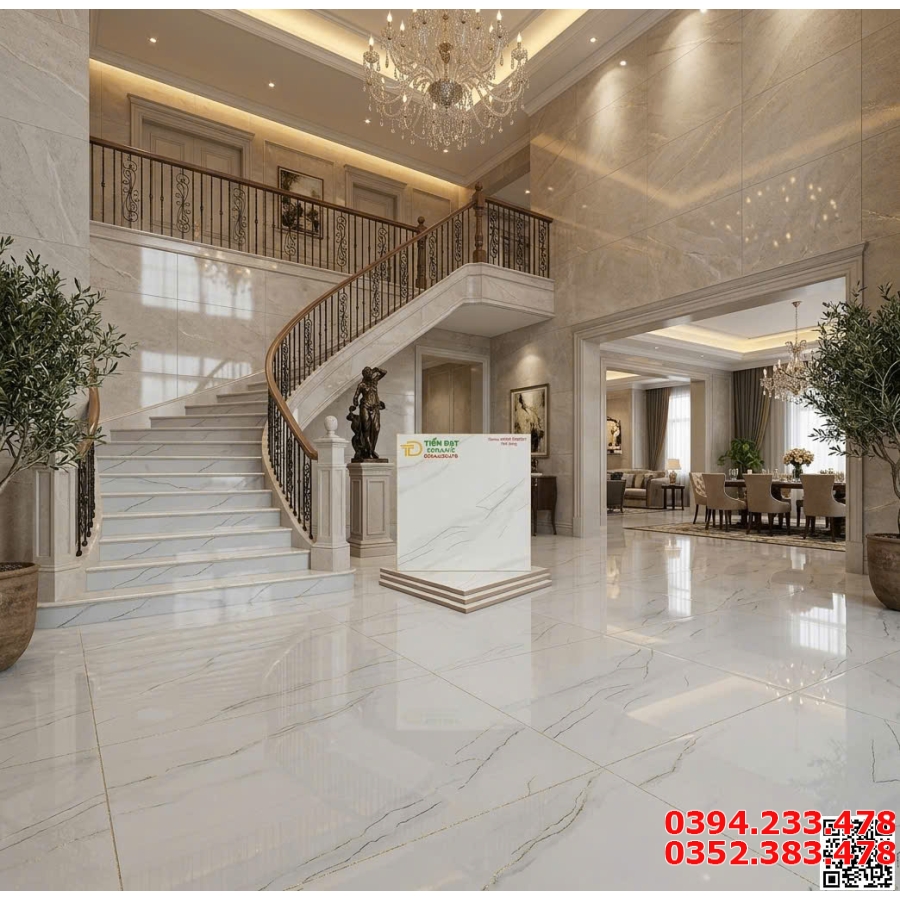 Gạch Cao Cấp TQ 80x80 Nhũ Vàng Ốp Lát Biệt Thự