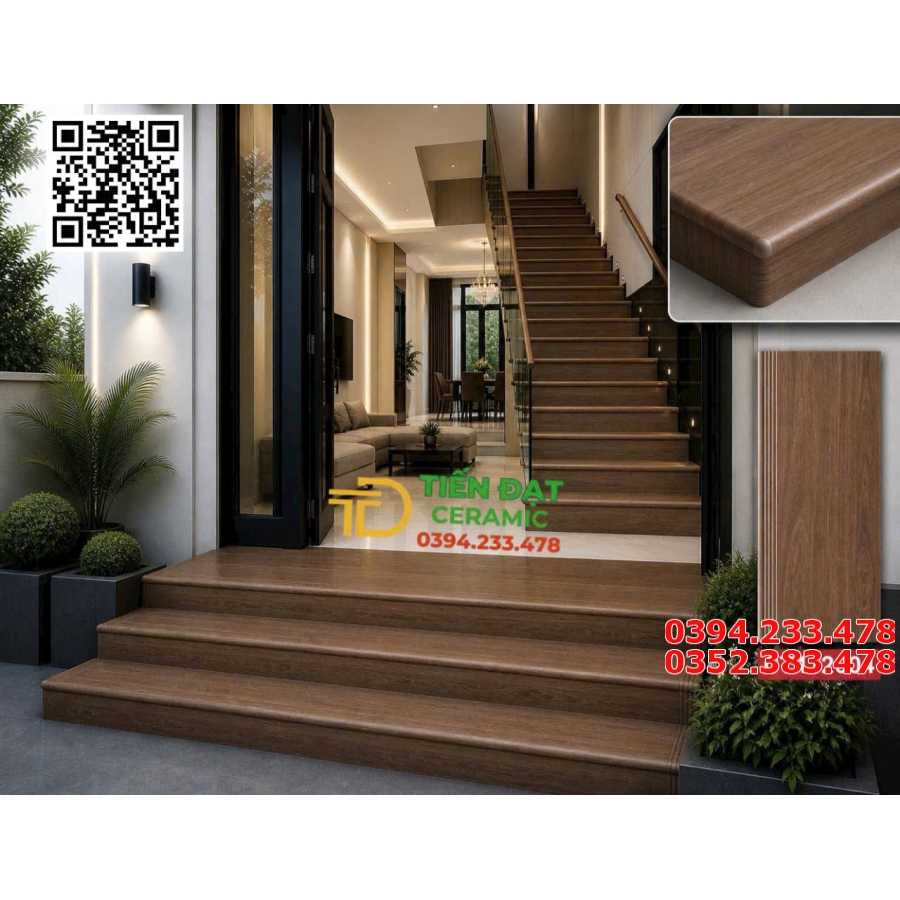 Tổng Kho Gạch Cầu Thang TQ 47x120 Giả Gỗ Vân Gỗ Mẫu Mới