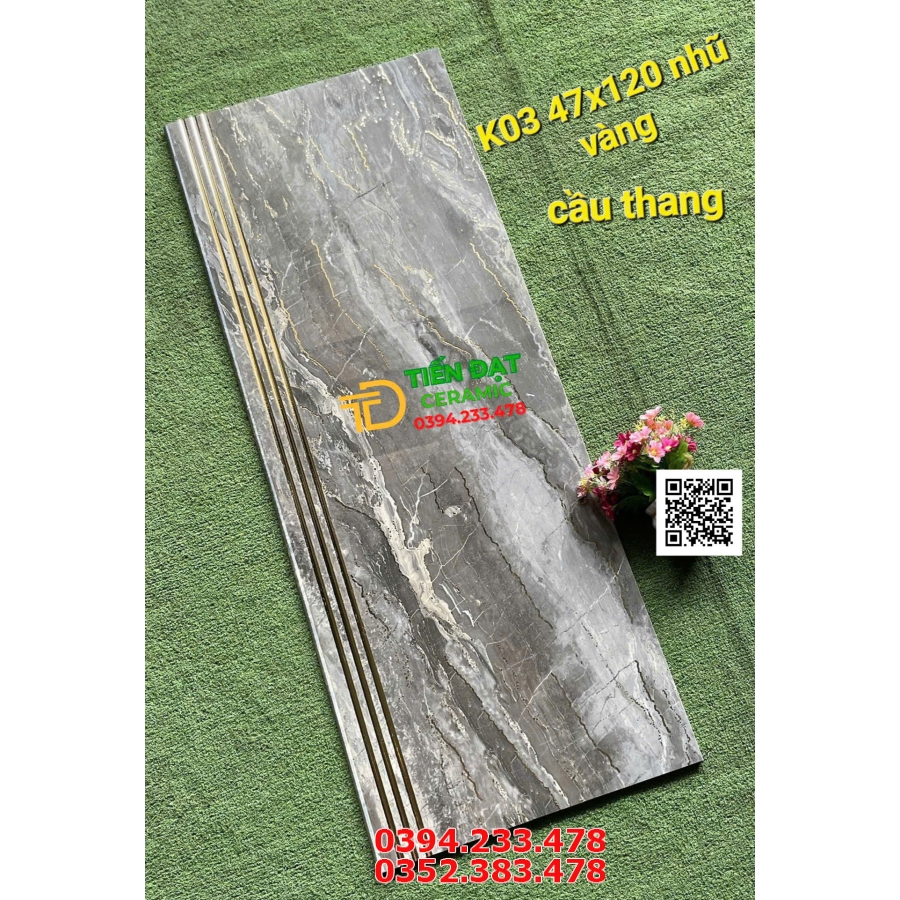 Gạch Cầu Thang Cao Cấp 47x120 Chạy Rãnh Khắc Kim Mẫu Mới