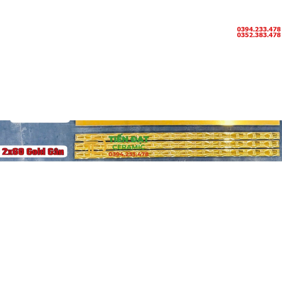 Gạch Chỉ Vàng 2x60 Viền Nổi Ốp Trang Trí Cao Cấp