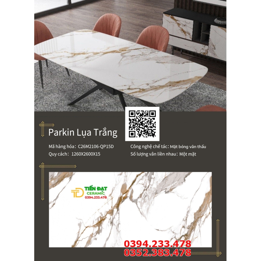 Gạch Đá 1260x260 Lát Phòng Khách Trắng Vân Vàng