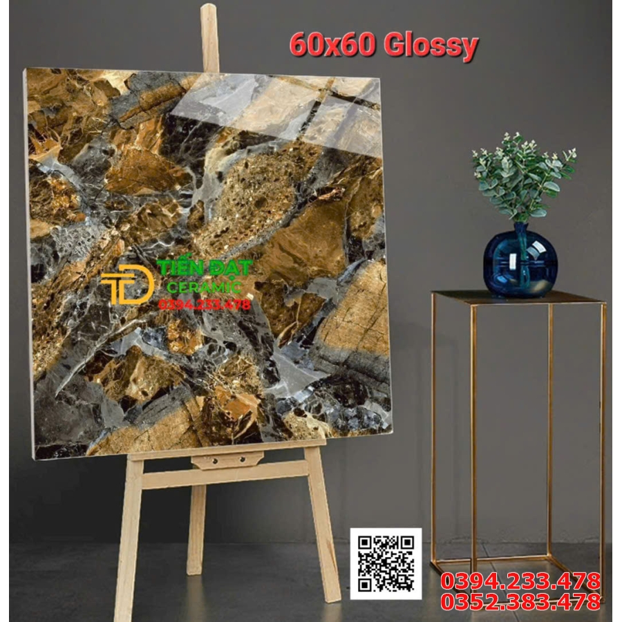 Gạch Ốp Mặt Tiền 60x60 Trang Trí Cột Cổng Đen Hoa Cương