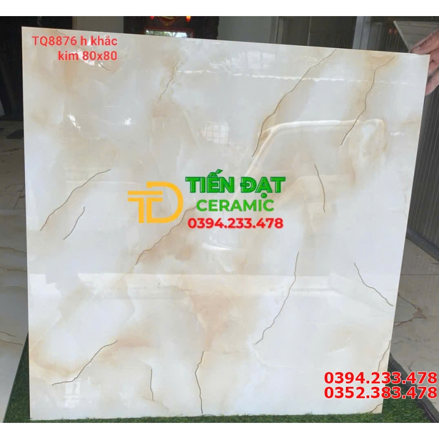 Gạch Đá Bóng Kiếng TQ 80x80 Lát Nền Nhũ Vàng Giá Rẻ