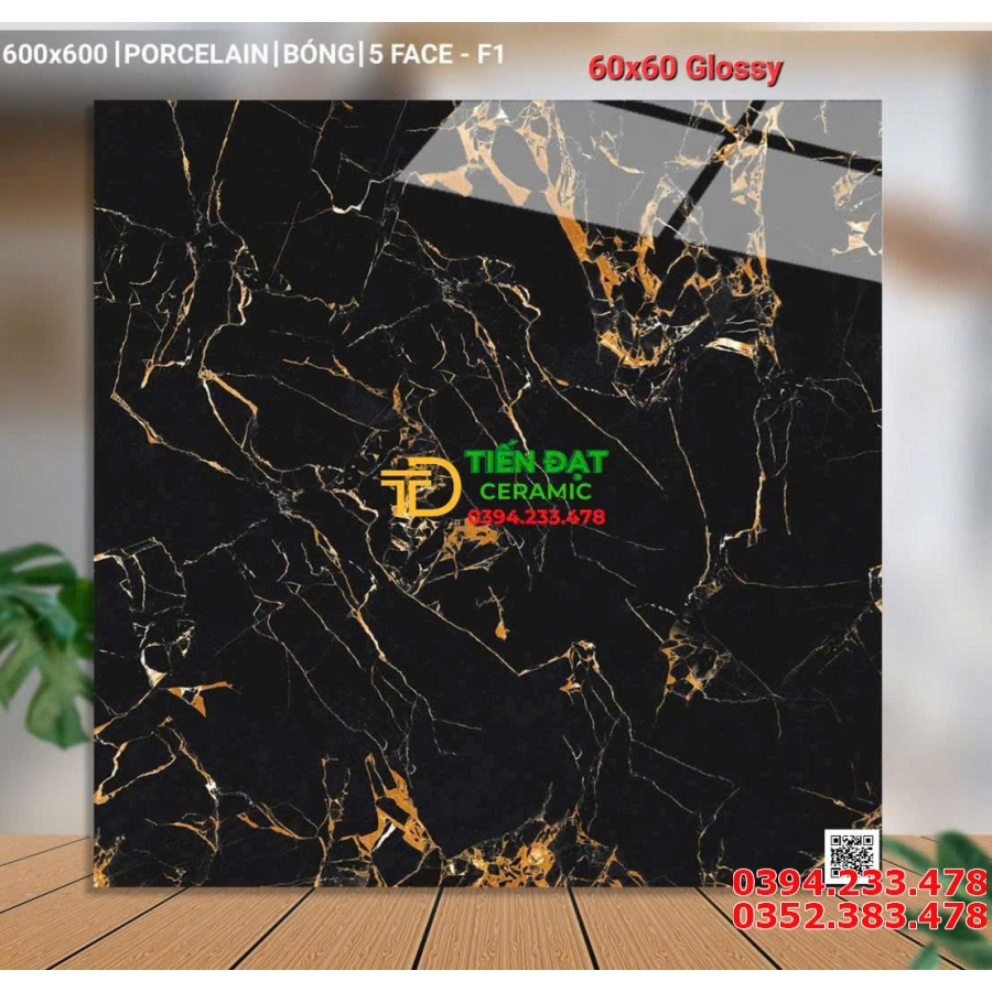 Gạch Ốp Tường 60x60 Bóng Kính Đỏ Vân Trắng 