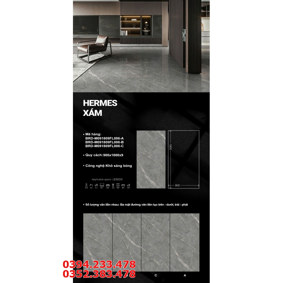 Gạch Bóng Kiếng TQ 90x180 Ốp Biệt Thự Trắng Vân Vi Tinh