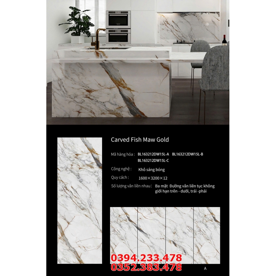 Gạch Đá Cao Cấp Vi Tinh 160x320 Trắng Vân Vàng