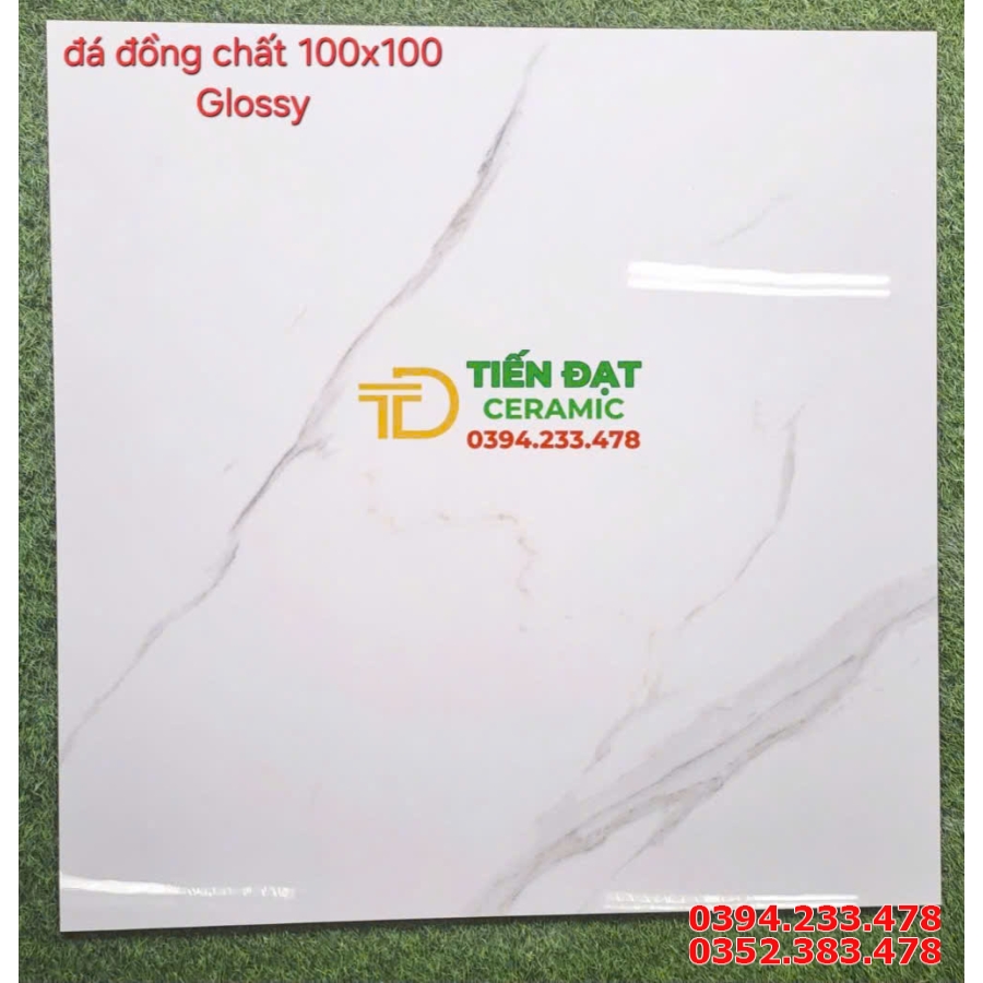 Gạch Đá Đồng Chất 100x100 Trắng Vân Lát Phòng Khách