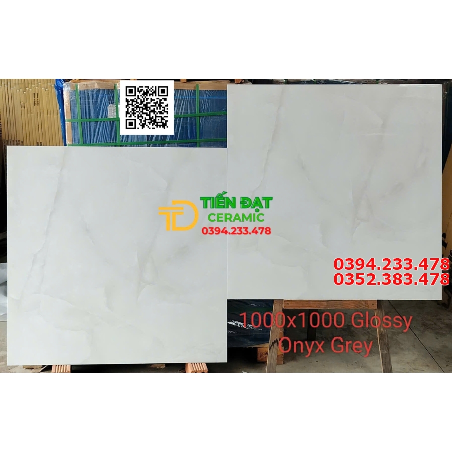 Gạch Đá Lát Nền 100x100 Trắng Vân Kim Cương Onyx Grey