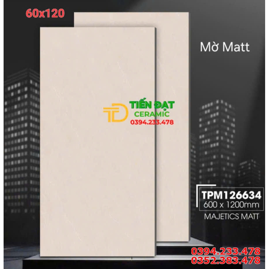 Gạch Đá Mờ Vicera 60x120 lát Nền Vân Vàng Mẫu Mới