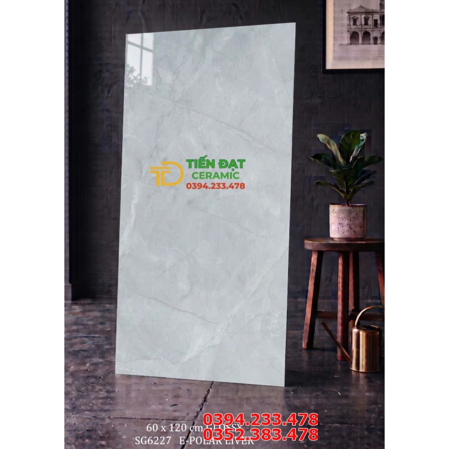 Gạch Đá Xám Xanh 60x120 Bóng Kiếng Ốp Lát