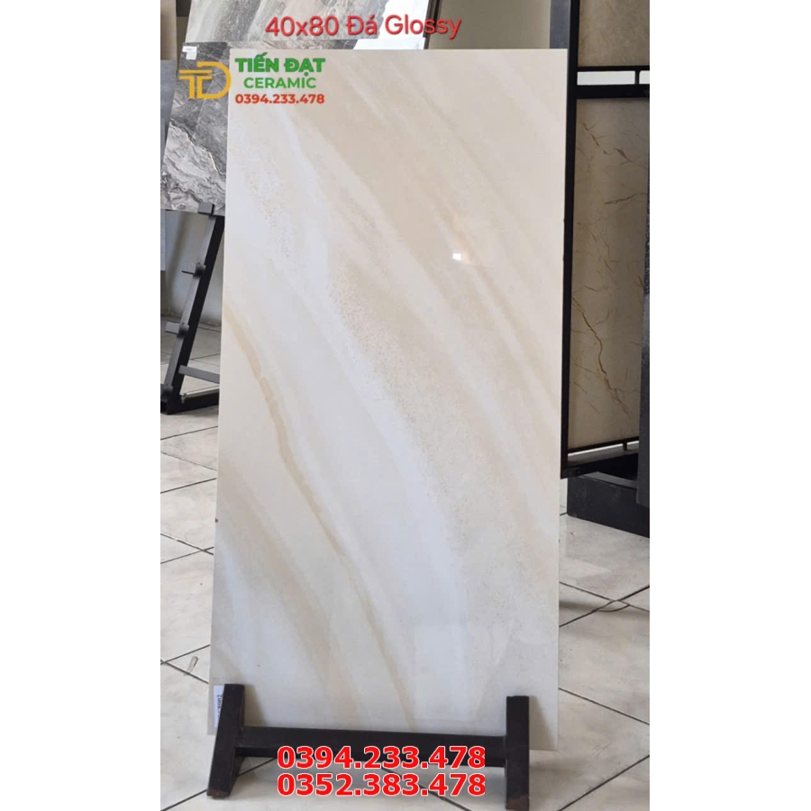 Gạch Dán Tường 40x80 TQ Trắng Vân Vàng Đá