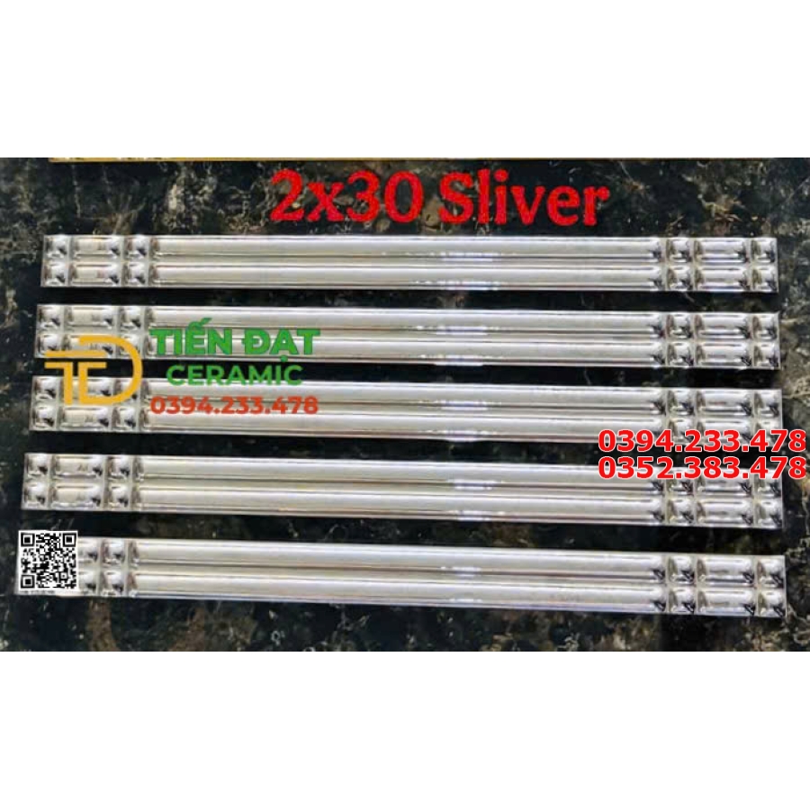 Gạch Đũa Nhũ Bạc Trắng  TQ 2x30 Trang Trí Giá Rẻ
