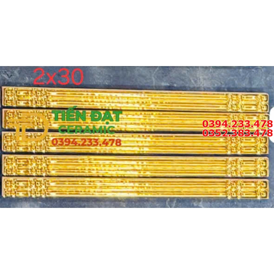 Gạch Đũa Chỉ Vàng 2x30 Viền Nổi Trang Trí Giá Rẻ