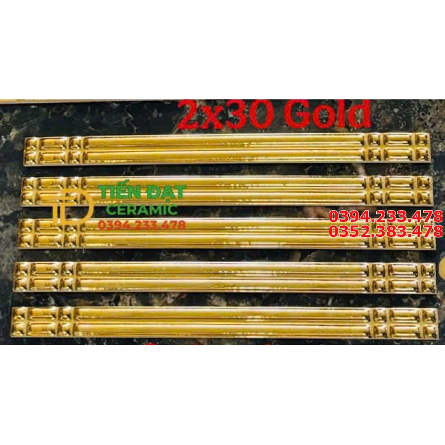 Gạch Đũa Chỉ Vàng 2x30 Viền Nổi Trang Trí Giá Rẻ