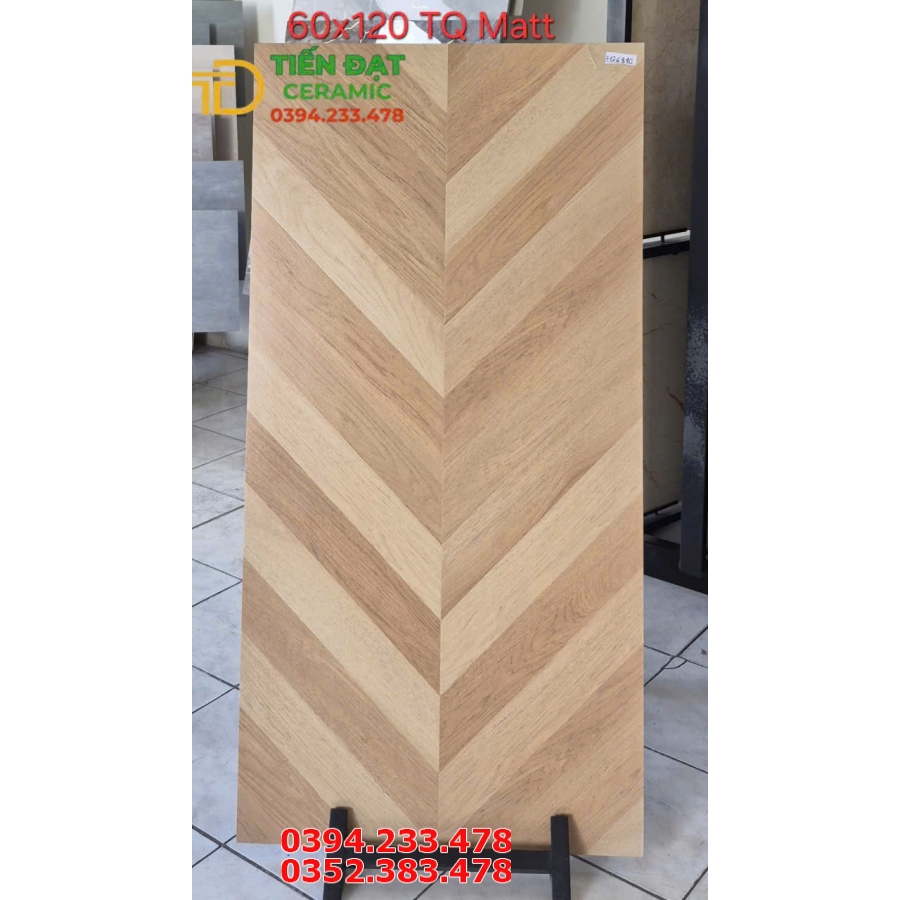 Gạch Giả Gỗ Ghép Hình Xương Cá 60x120 Ốp Lát Phòng Khách