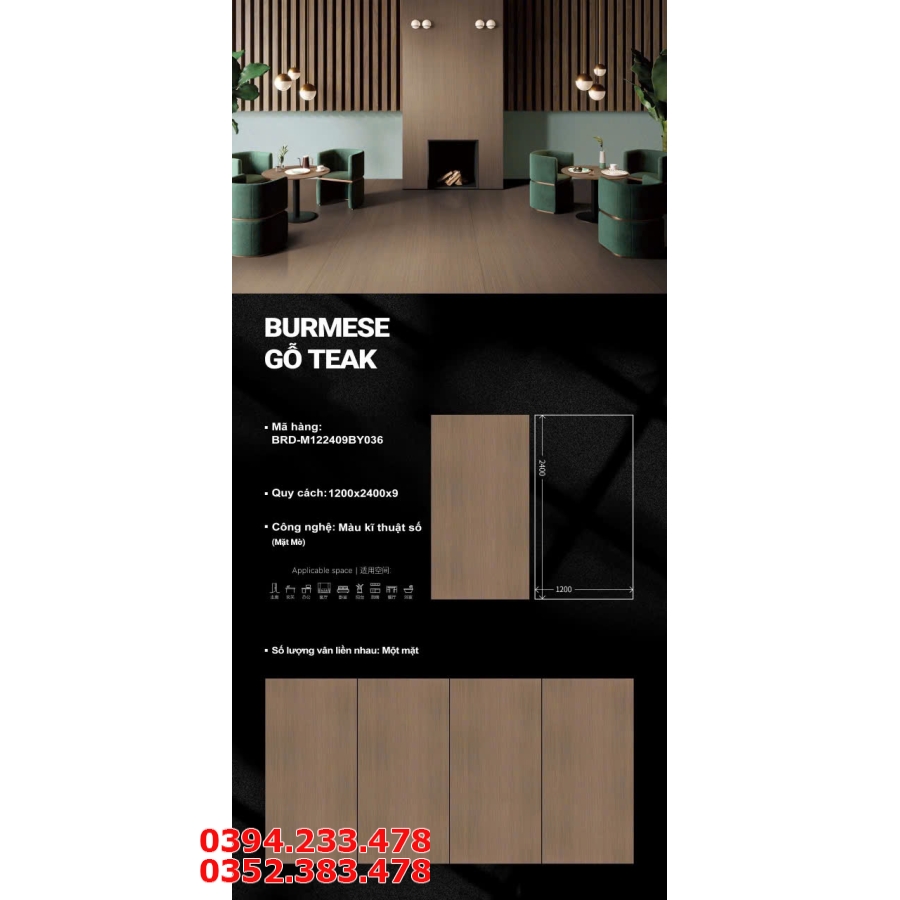 Gạch Giả Gỗ Khổ Lớn 120x240 Đá Mờ Cao Cấp TQ