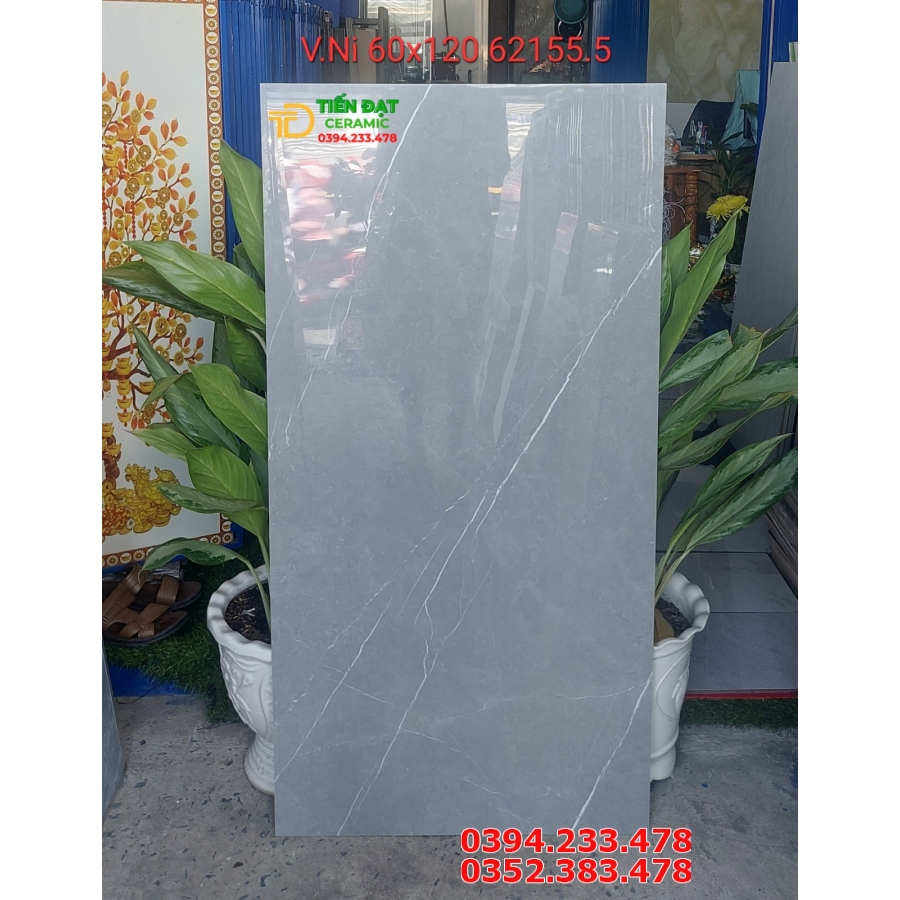 Gạch Granite 60x120 Vân Xám Giả Đá Siêu Bóng