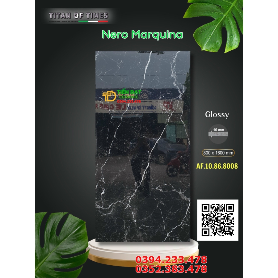 Gạch Granite 80x160 Ốp Mặt Tiền Đen Vân Trắng