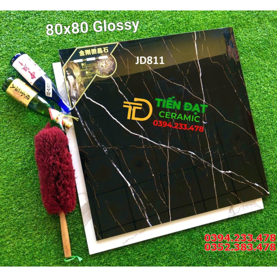 Gạch Khắc Kim TQ 80x80 Đen Trắng Khắc Kim Ốp Mặt Tiền