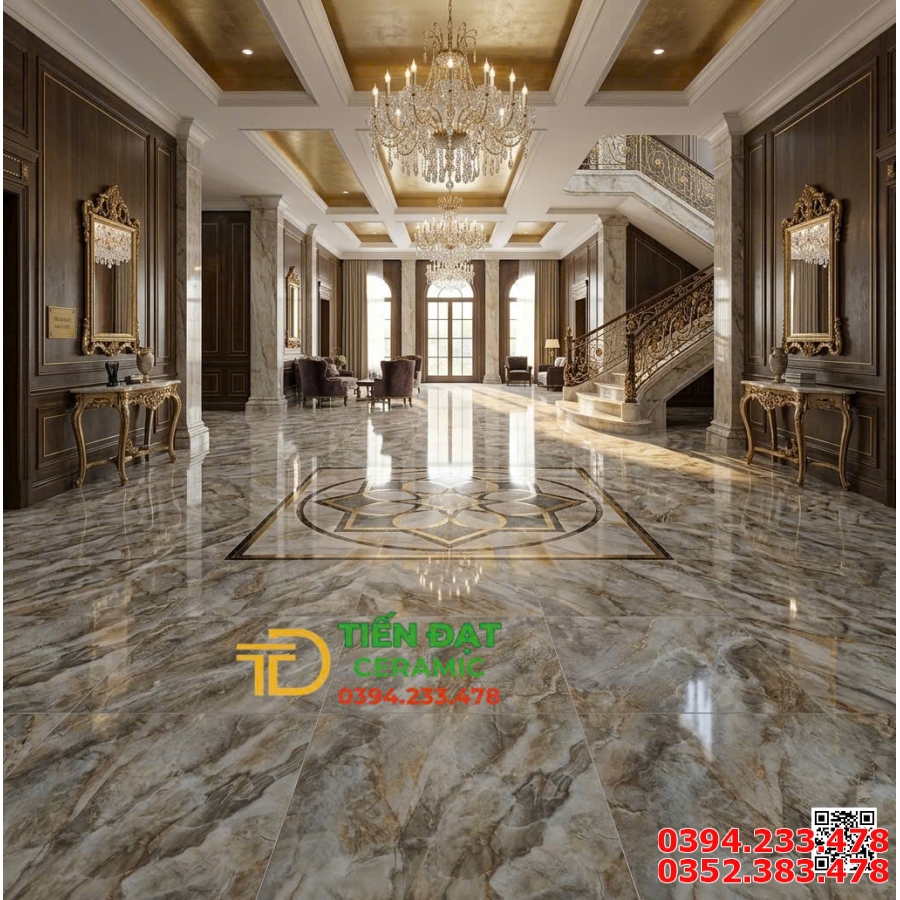 Gạch Khắc Kim TQ 80x80 Ốp Lát Khách Sạn Cao Cấp