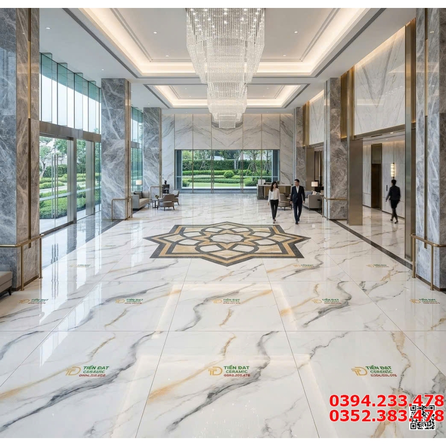 Gạch Khổ Lớn 120x120 Trắng Đen Vàng Ốp Lát Biệt Thự