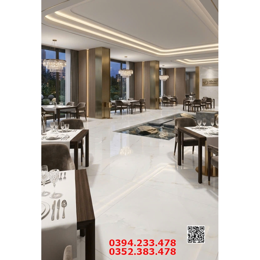 Đá Bóng Kiếng Kim Cương 120x180 Ốp Lát Nhà Hàng Cao Cấp