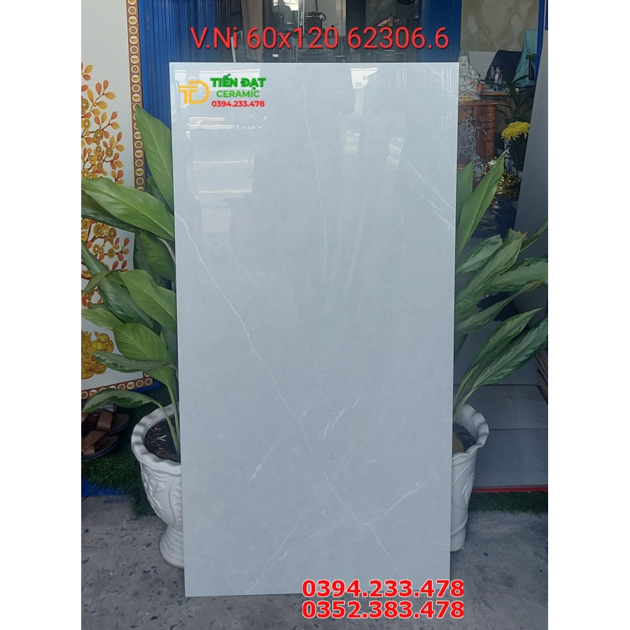 Gạch Khổ Lớn 60x120 Bóng Kiếng Vân Xám Nhạt