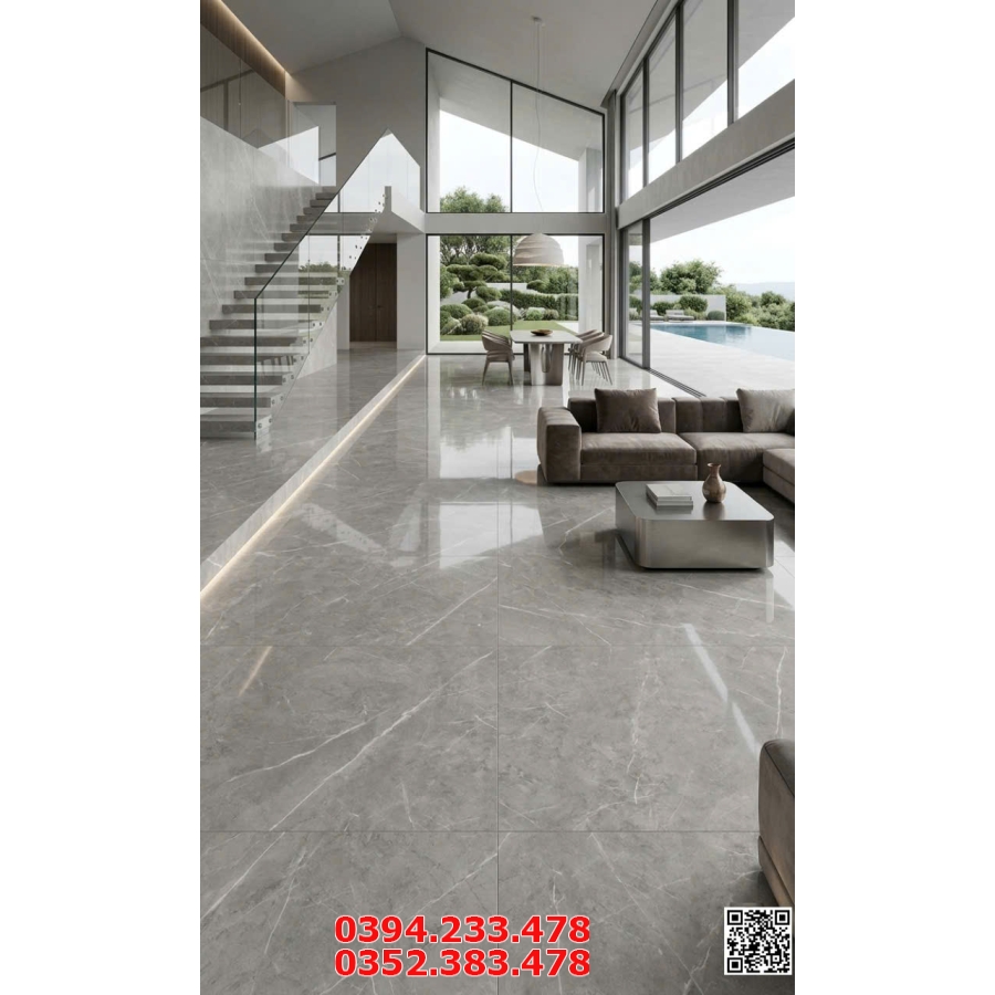 Gạch Đá Granite Ý Mỹ 60x120 Trắng Xám Đá Mẫu Mới