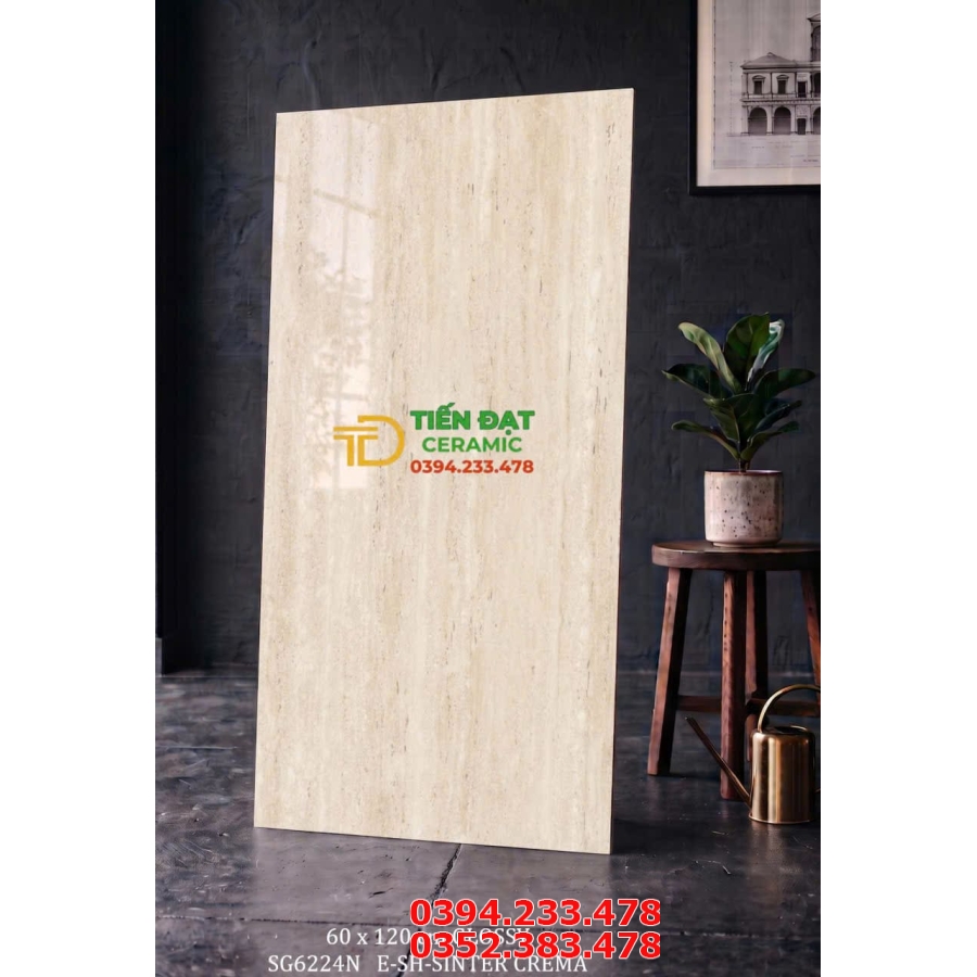 Gạch Khổ Lớn 60x120 Vân Vàng Sọc Bóng Kiếng 